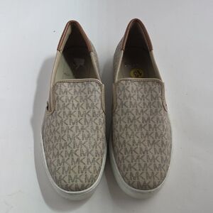 Michael Kors Monogram Beige Slip-On Loafers